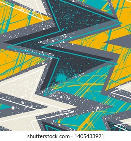 Abstract seamless chaotic pattern with urban geometric curved elements.