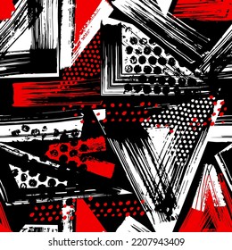 Resumen de un patrón caótico sin fisuras con elementos urbanos, líneas de pincel de cepillos. Fondo de textura gruesa. Estilo de deporte de fondo de escritorio