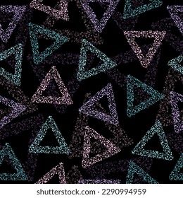 Abstract seamless chaotic pattern with urban geometric elements, for textiles. Fun bright geo pop art all over print Funky colorful abstract in variagated neon.