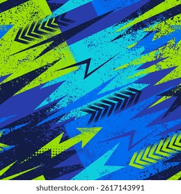 Abstract seamless chaotic pattern with urban graffiti elements, scuffed and sprays. Grunge neon texture background. Wallpaper for boys. Fashion sport style