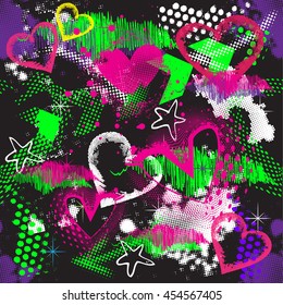 Abstract seamless chaotic pattern with urban geometric elements , for textile. Modern grunge background . 