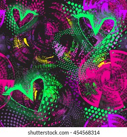 Abstract seamless chaotic pattern with urban geometric elements , for textile. Modern grunge background .
