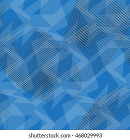 Abstract seamless chaotic pattern with urban geometric elements. Blue background. Wallpaper for boys and girls