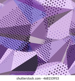Abstract seamless chaotic pattern with urban geometric elements, scuffed, drops, sprays, triangles. Texture pattern for covers, banners, booklets, etc. For web or printed media.