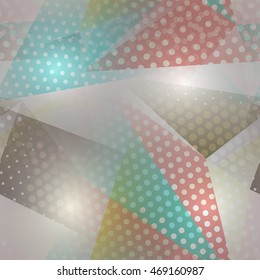 Abstract seamless chaotic pattern with urban geometric elements, scuffed, drops, sprays, triangles. Texture pattern for covers, banners, booklets, etc. For web or printed media.