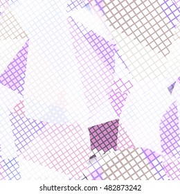 Abstract seamless chaotic pattern with urban geometric elements, scuffed, drops, sprays, triangles. Texture pattern for covers, banners, booklets, etc. For web or printed media.