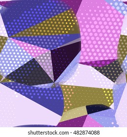 Abstract seamless chaotic pattern with urban geometric elements, scuffed, drops, sprays, triangles. Texture pattern for covers, banners, booklets, etc. For web or printed media.