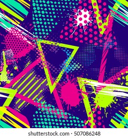 Abstracto patrón caótico sin fisuras con elementos geométricos urbanos , para textiles. El fondo moderno de la arena. Fondo de escritorio para niños y niñas