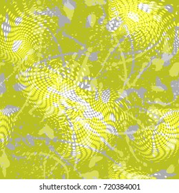 Abstract seamless chaotic pattern with urban geometric elements , for textile. Modern yellow grunge background. Wallpaper for boys and girls