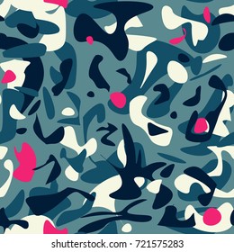 Abstract seamless chaotic pattern with urban geometric elements, military style , for textile. Modern grunge background