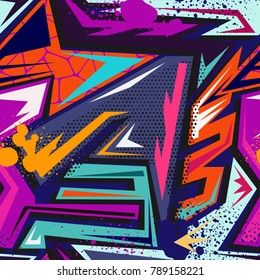 Abstract seamless chaotic pattern with urban geometric elements , for textile. Modern grunge background . Wallpaper for boys and girls