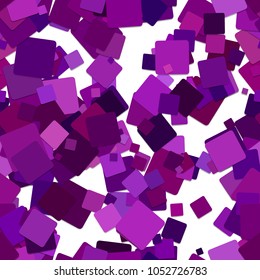 Abstract seamless chaotic square pattern background - vector graphic from purple rotated squares with shadow effect