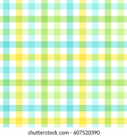 Abstract Seamless checkered pattern with green, blue, yellow and white crossover stripes. Colorful Background spring concept, texture. Can be used as Wallpaper, fill for a website. Vector illustration