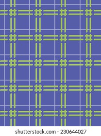 Abstract seamless checkered pattern with lattice. Volume optical effect. Blue, green, yellow colors
