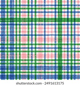 Abstract seamless checks background pattern texture. Simple graphic summer green, blue, pink texture.For decoration or printing on fabric.