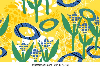 Abstract seamless cheerful colored pattern,  trendy shape texture. Vector cover template background design