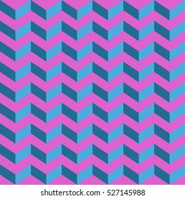 Abstract seamless chevron pattern in blue and pink colors. Geometric seamless chevron pattern. Vector.