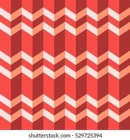 Abstract seamless chevron pattern in red and white colors. Geometric seamless wavy pattern in red palette. Vector.
