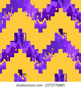 Abstract seamless chevron in pixel art style Abstract seamless chevron in pixel art style with inclusions of gradient fluid textures. Vector repeated design