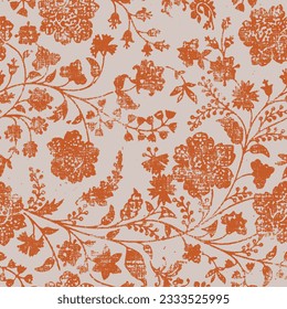Abstract and seamless chintz pattern,Fantasy flowers in retro, vintage, jacobean embroidery style. Seamless pattern, background. Vector illustration. Stockvektor