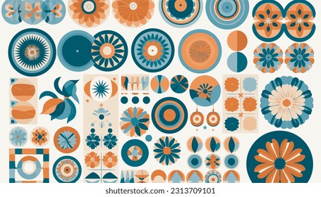 Resumen de diseño de ilustración vectorial de fondo de flores de círculo sin soldadura