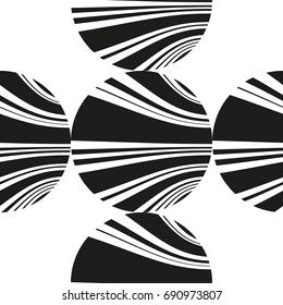 Abstract seamless circle, striped pattern as vector background