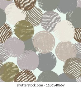 Abstract seamless circle texture. Grunge round endless pattern. Circular repeated artistic background. EPS10 vector. Swatch included.