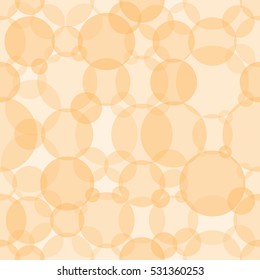 Abstract seamless circles pattern. Overlapping light and dark orange balloons background. Geometric backdrop for printing wallpaper, presentation or flyer with bubbles.