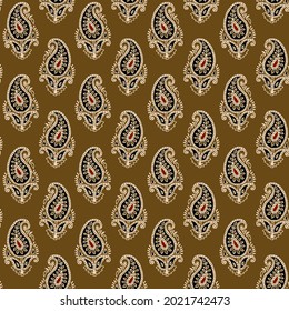 Abstract seamless  color full   ajrakh paisley print ornament  pattern background design