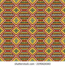 Abstract seamless  color full geometric paisley fabric effect  print pattern cream background design