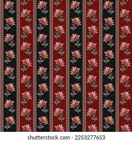 Abstract seamless  color full geometric paisley fabric effect small flower leaf print pattern  background design