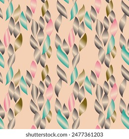 Abstract seamless  color full  leaf pattern cream background design