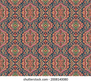 Abstract seamless  color full  paisley  ornament bunch pattern background design