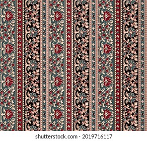 Abstract seamless  color full  paisley fabric effect  ajrakh print  pattern background design