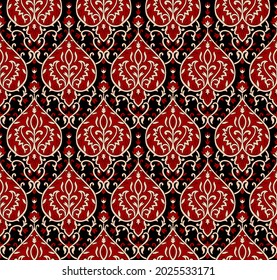 Abstract seamless  color full paisley fabric effect ajrakh print ornament bunch pattern background design