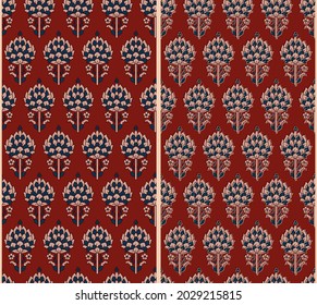 Abstract seamless  color full  paisley fabric effect ajrakh print bunch pattern background design