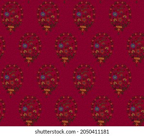 Abstract seamless  color full  paisley fabric effect ajrakh print background design