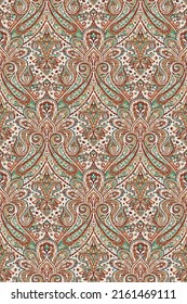 Abstract seamless  color full  paisley fabric effect   ornament bunch pattern background design