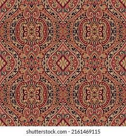 Abstract seamless  color full  paisley fabric effect   ornament bunch pattern background design