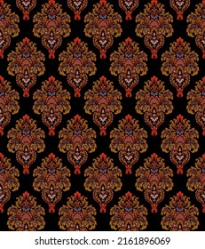 Abstract seamless  color full paisley fabric effect ornament bunch pattern background design