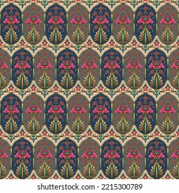 Abstract seamless  color full  paisley  flower leaf bunch pattern  background design