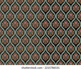 Abstract seamless  color full  paisley  flower leaf ornament bunch pattern  background design