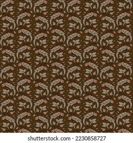 Abstract seamless  color full  paisley  flower leaf ajrakh print  pattern  background design