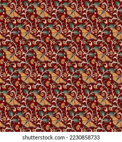 Abstract seamless  color full  paisley  flower leaf ajrakh print  pattern  background design