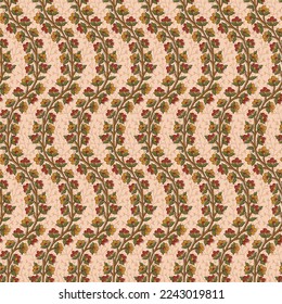 Abstract seamless  color full paisley  small flower leaf ajrakh print  bunch pattern background texture