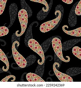 Abstract seamless  color full  paisley  ornament bunch pattern  background texture design