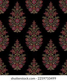 Abstract seamless  color full  paisley small flower leaf print  bunch pattern background design