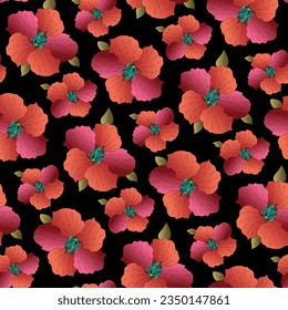 Abstract seamless  color full paisley  flower leaf bunch pattern black  background design