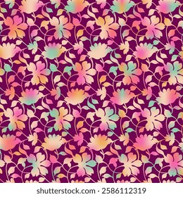 Abstract seamless color full paisley  flower leaf pattern background design