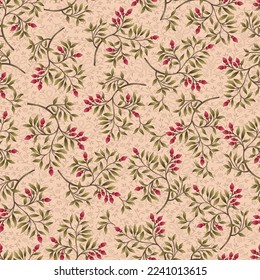 Abstract seamless  color full small flower leaf ajrakh  bunch pattern background design